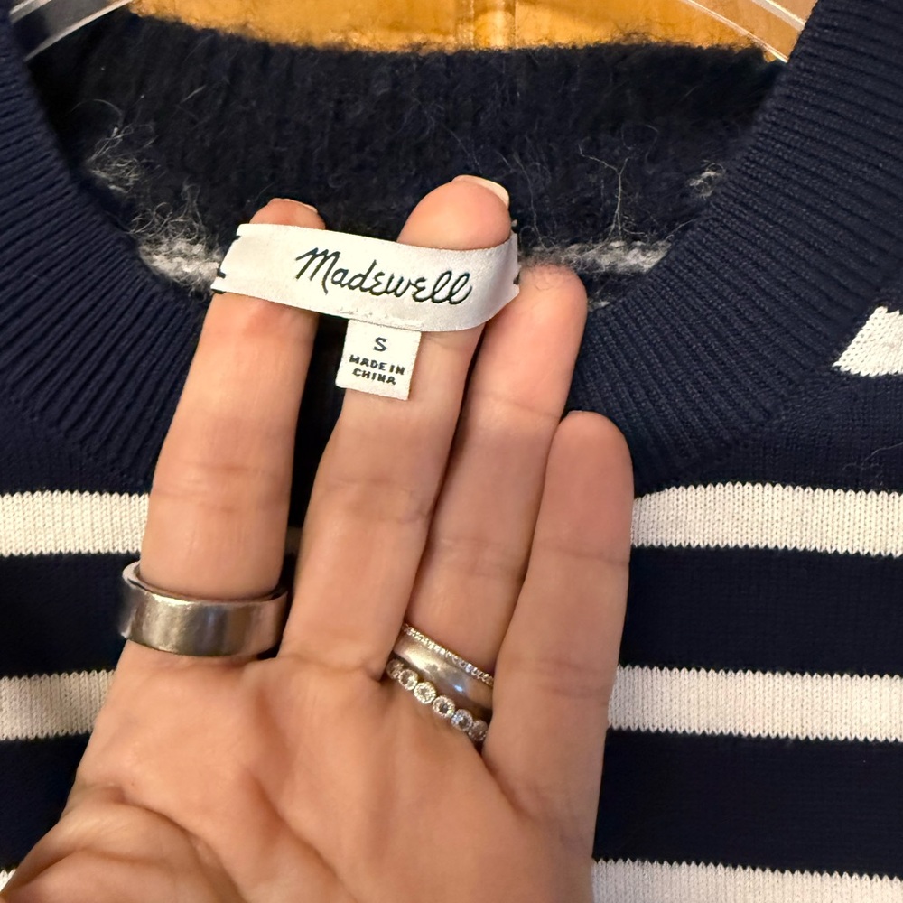 Madewell mixed yarn Navy and White Striped sweater - Picture 3 of 6